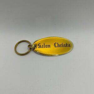 DG-13 Gold-Plated Brass Keychain with "Salon Christa" Engraved On It